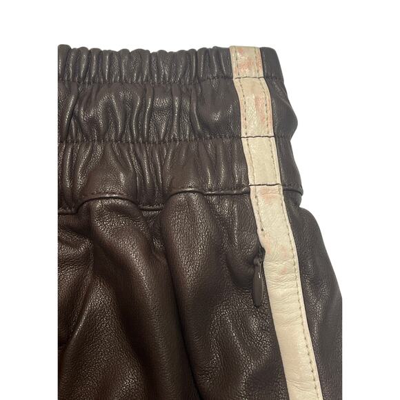 9-47 FRAME Men's Gym Shorts 100% Lamb Leather Brown Medium - Picture 3 of 10